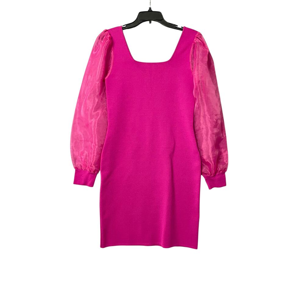 House of Harlow 1960 Hot Pink Sheer Long Sleeve Bodycon Mini Dress Size Medium‎